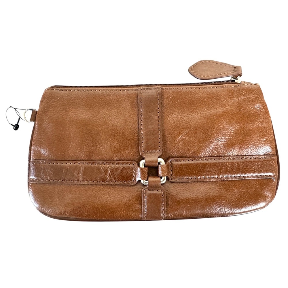 Wilsons Leather Brown Genuine Leather Zip Clutch Wallet 90885-28 Silver Hardware